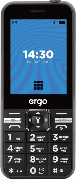 Мобильный телефон ERGO E281 Dual Sim Black надежный 28 дюймов TFT 3000 мА·ч - Фото 1 Мобильный телефон ERGO E281 Dual Sim Black надежный 28 дюймов TFT 3000 мА·ч - изображение 1