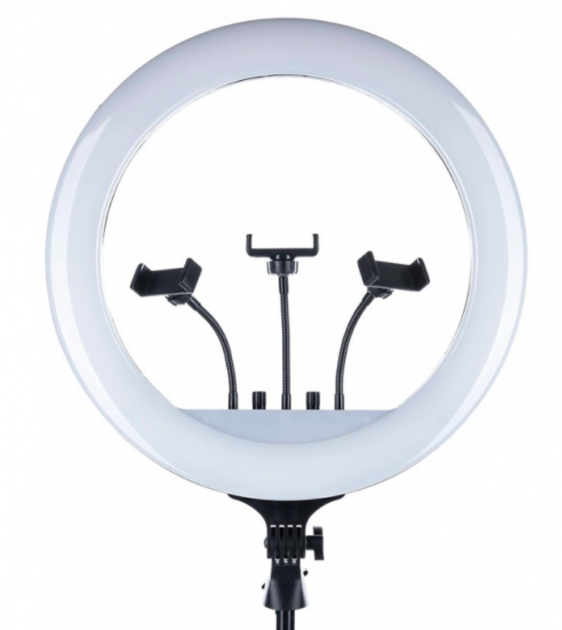 Кольцева LED лампа RL-18 45 см 55 ватт чорна з 3 тримачами - зображення 2