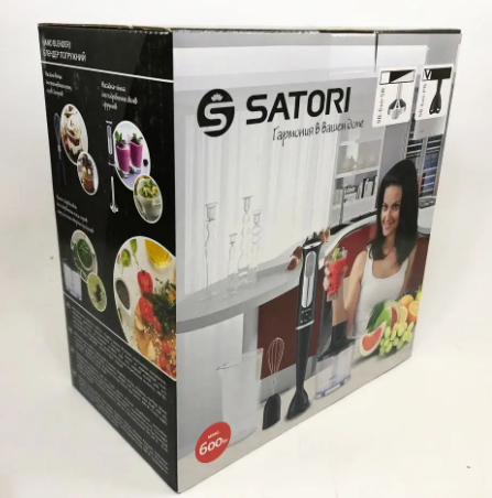 Блендер погружной с чашей + измельчитель Satori SB-620-PB 600 вт 2 скорости плюс турборежим - изображение 2