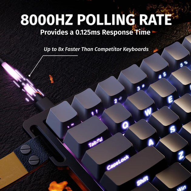 Магнитная игровая клавиатура ATTACK SHARK X68 HE 8kHz Черный с градиентом - Фото 3 Магнитная игровая клавиатура ATTACK SHARK X68 HE 8kHz Черный с градиентом - изображение 3