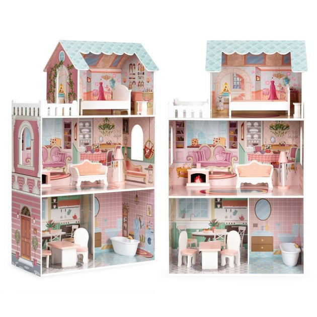 Drewniany domek dla lalek Ecotoys Barbie z zestawem mebli (D8112) (5905817000197) - obraz 2