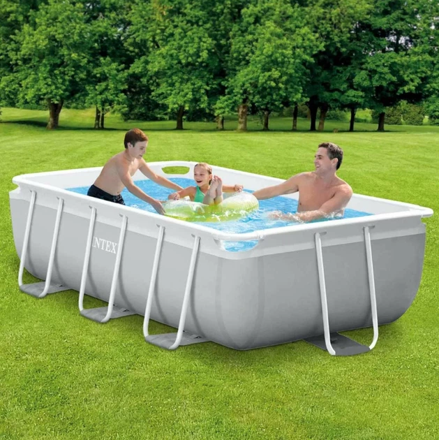 Бассейн каркасный Intex 26784 с чашей из ПВХ 300х175х80 см с насосом 3785 л/ч лестницей тентом и подстилкой Серый (91-9-26784-5) - Фото 2 Бассейн каркасный Intex 26784 с чашей из ПВХ 300х175х80 см с насосом 3785 л/ч лестницей тентом и подстилкой Серый (91-9-26784-5) - изображение 2