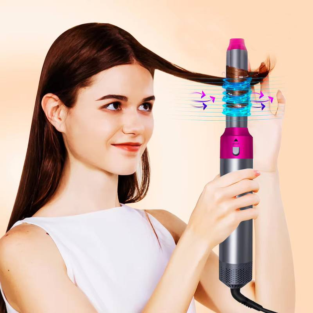 Стайлер для волос фен 5в1 с кейсом чехлом HAIR BRUSH мультистайлер с насадками для волос фен плойка браш (7482) - изображение 4
