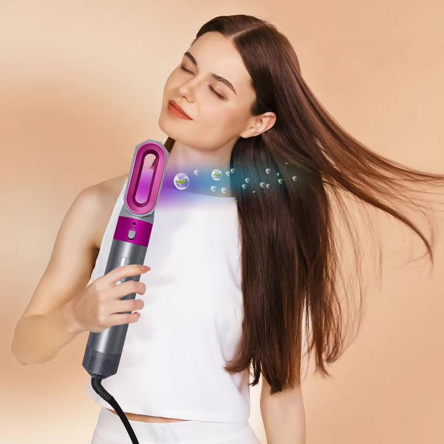 Стайлер для волос фен 5в1 с кейсом чехлом HAIR BRUSH мультистайлер с насадками для волос фен плойка браш (7482) - изображение 5