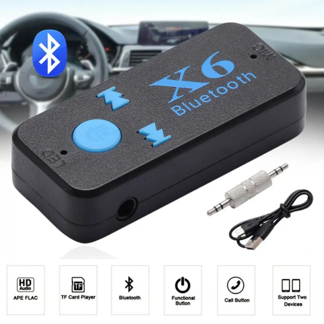 Блютуз адаптер в машину A+ Wireless Receiver X-6 Bluetooth AUX ресивер в авто hands free для автомобиля (5269) - изображение 4