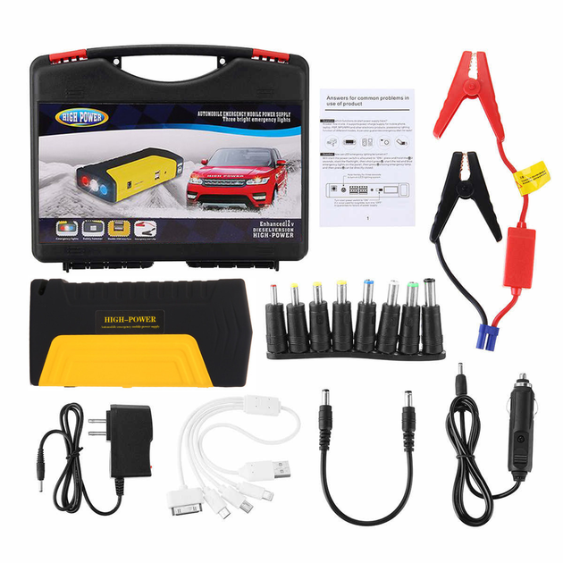 Пусковое автомобильное устройство для аккумулятора Power JUMP STARTER Bank 50800 mAh универсальное бустер (6870) - изображение 6