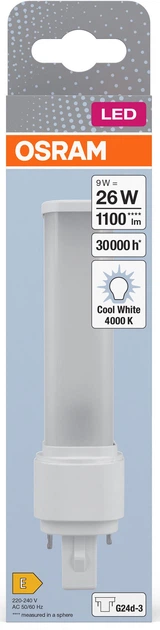 Світлодіодна лампа OSRAM Dulux D26 EM 9Вт 1100Лм 4000К G24d-3 (4058075558601) - Фото 4 Світлодіодна лампа OSRAM Dulux D26 EM 9Вт 1100Лм 4000К G24d-3 (4058075558601) - зображення 4