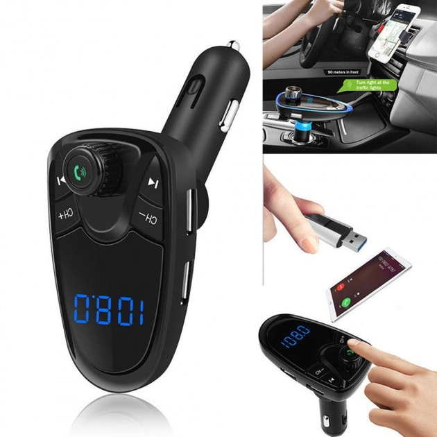 Автомобильный FM трансмиттер INCAR M1 модулятор с Bluetooth microSD 2 USB FM-передатчик для авто черный (5517) - изображение 3