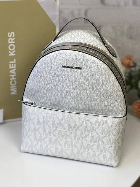 Рюкзак жіночий Michael Kors Sheila Medium Logo Backpack Silver білий (35F4S6HB6M) - Фото 2 Рюкзак жіночий Michael Kors Sheila Medium Logo Backpack Silver білий (35F4S6HB6M) - зображення 2