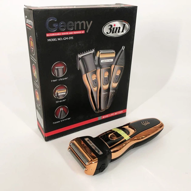 Електробритва сіткова і тріммер для бороди GEMEI / Geemy GM-595 з акумулятором. Колір: золотий - изображение 14
