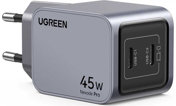 Мережевий зарядний пристрій UGREEN Nexode PRO 45 W PD GaN Space Gray (X707) - Фото 2 Мережевий зарядний пристрій UGREEN Nexode PRO 45 W PD GaN Space Gray (X707) - зображення 2