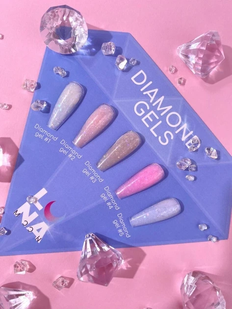 Гель с блестками №4 (Розовый) Diamond Gel LunaMoon на 15 мл, выравнивание и наращивание ногтей - изображение 4