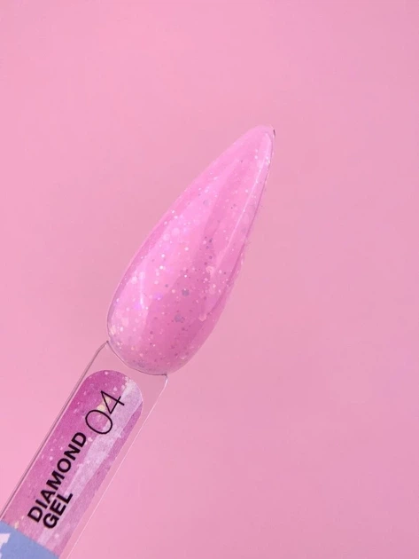 Гель с блестками №4 (Розовый) Diamond Gel LunaMoon на 15 мл, выравнивание и наращивание ногтей - изображение 2