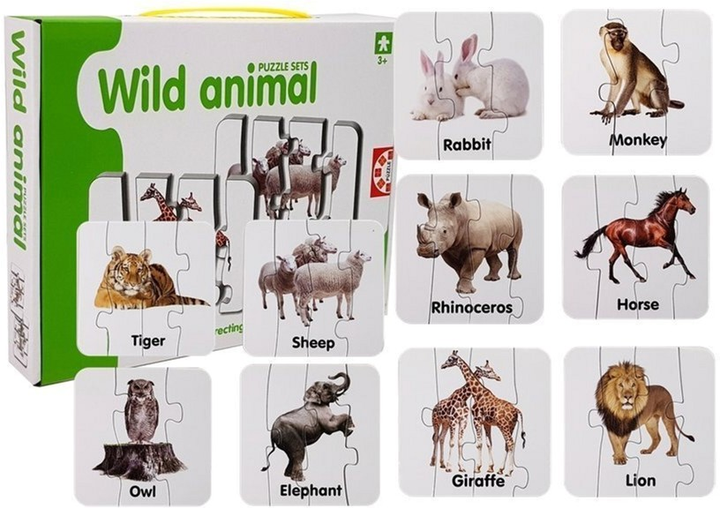Puzzle edukacyjne Lean Toys Dzikie zwierzęta 10 połączeń 7811 (wersja angielska) (5903802454024) - obraz 6