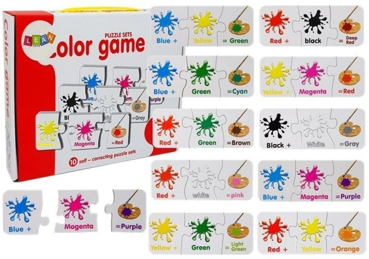 Розвиваючий пазл Lean Toys Кольори 10 з'єднань 7814 (англійська версія) (5903802454055 ) - зображення 1