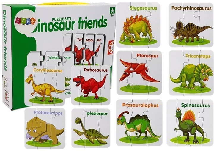 Розвиваючий пазл Lean Toys Динозаври 10 з'єднань 7812 (англійська версія) (5903802454031) - зображення 7