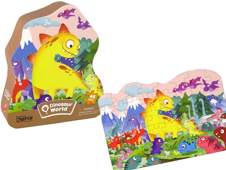 Puzzle Lean Toys Dinozaur wulkan 48 elementów 14114 (5905679074497) - obraz 1