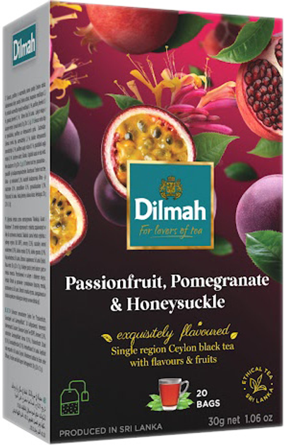 Чай черный пакетированный Dilmah Маракуя и гранат 1.5 г х 20 шт - Фото 1 Чай черный пакетированный Dilmah Маракуя и гранат 1.5 г х 20 шт - изображение 1