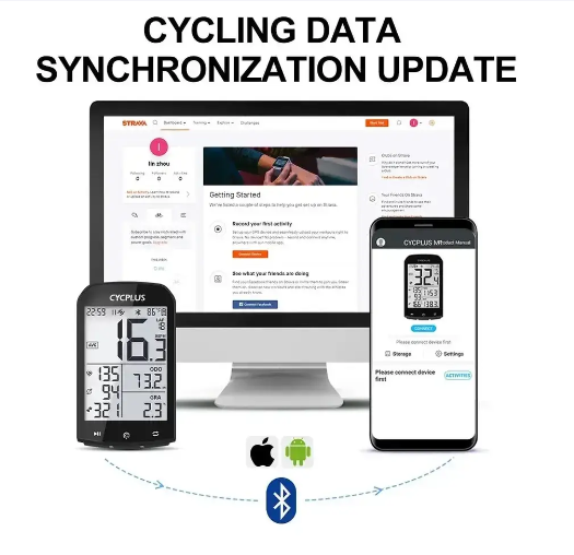 Велокомпьютер gps cycplus m1 bluetooth 5.0/ant+синхронизация со strava, поддержка датчиков пульса, каденса - Фото 4 Велокомпьютер gps cycplus m1 bluetooth 5.0/ant+синхронизация со strava, поддержка датчиков пульса, каденса - изображение 4