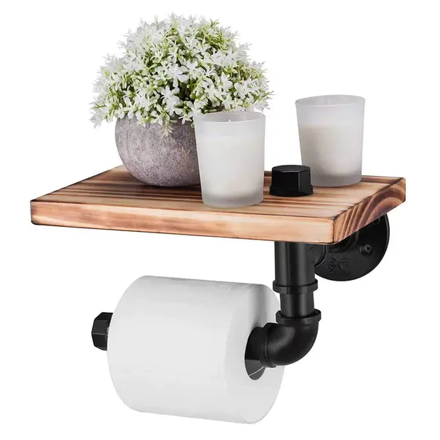 Держатель для туалетной бумаги с деревянной полкой Wooden shelf - изображение 2