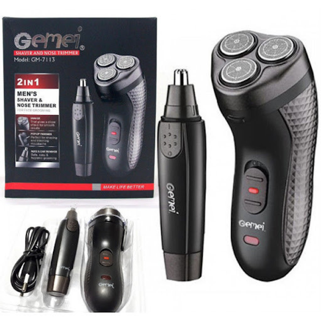 Электробритва аккумуляторная с триммером Gemei GM-7113 - Фото 1 Электробритва аккумуляторная с триммером Gemei GM-7113 - изображение 1