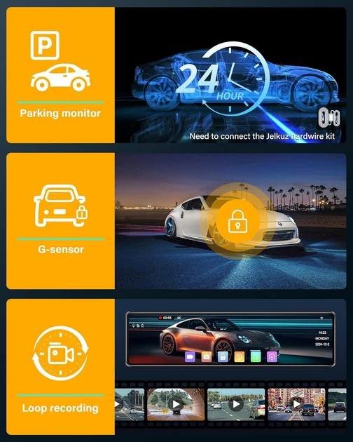 Видеорегистратор-зеркало jansite T96 / 12" / 4K / WiFi / Черный Б/В - изображение 7