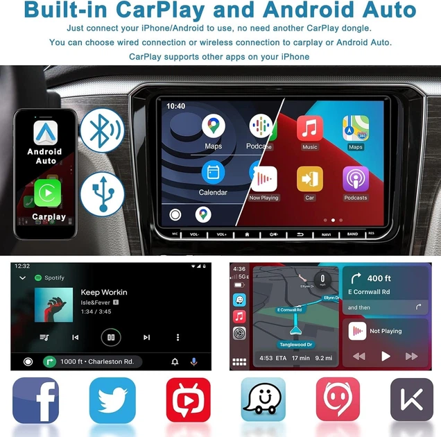 Штатна автомагнітола Hikity HIKA3041A4MI2-3EU для VW Golf Caddy PoLo Seat Skoda / 9" / Сенсорна / 2/64Гб / Android 12 / Apple CarPlay / Android Auto / Bluetooth / WI-FI / GPS / FM / USB b5 - Б/В - зображення 2