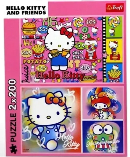 Zestaw Puzzle Trefl Hello Kitty i przyjaciele 2 x 200 elementów 13336 (5900511133363) - obraz 1