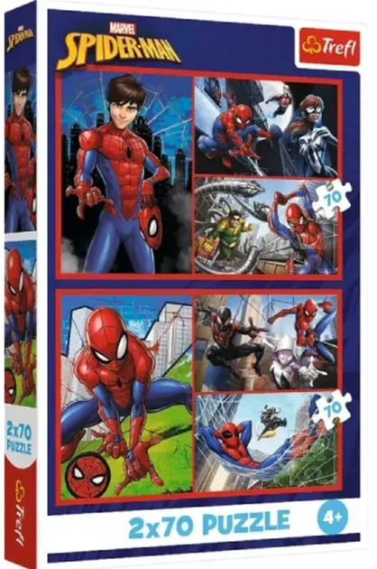 Zestaw Puzzle Trefl Spiderman pajęcze historie 2 x 70 elementów 34443 (5900511344431) - obraz 1