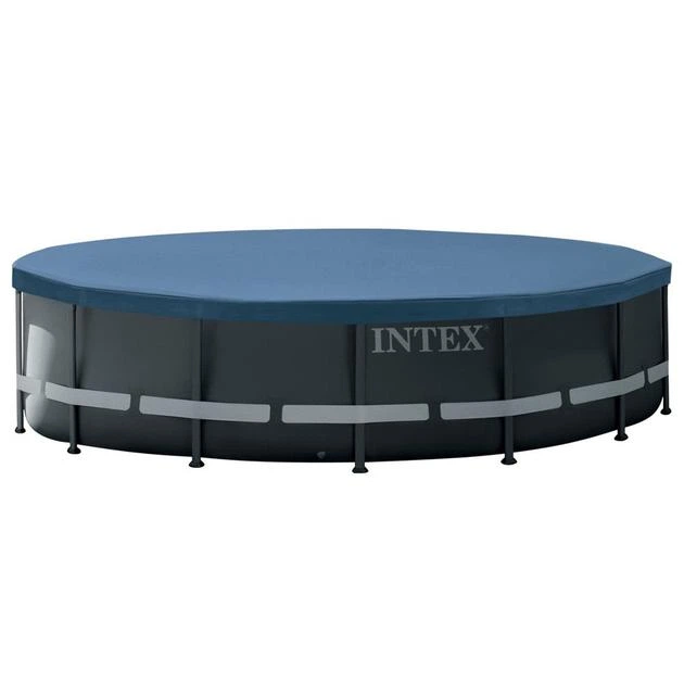Бассейн каркасный Intex 26326 круглый на 19156 л из ПВХ и стали с песочным насосом лестницей тентом и подстилкой 488x122 см Серый (124-9-26326) - изображение 5