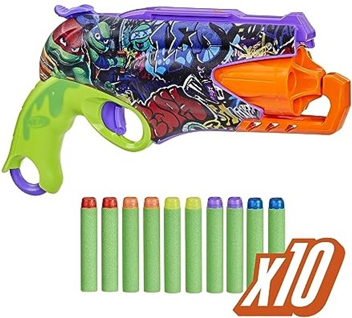Blaster Hasbro Nerf Wojownicze Żółwie Ninja Mutant Mayhem + 10 strzałek F9972 (5010996254412) - obraz 5