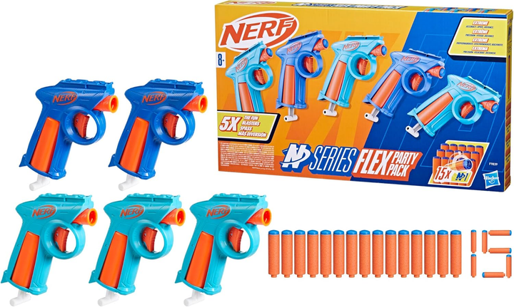 Zestaw wyrzutni Hasbro Nerf N Series Flex Pakiet imprezowy 5 blasterów + 15 strzałek F9839 (5010996263278) - obraz 3