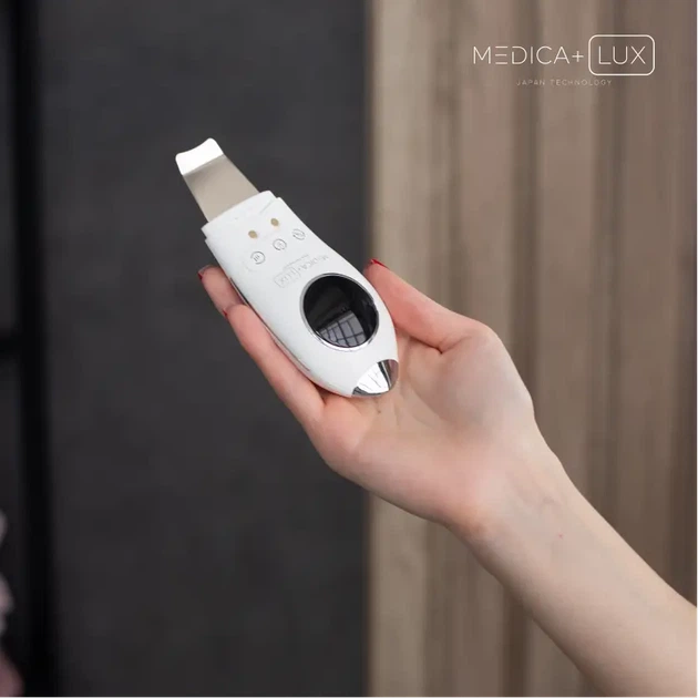 Ультразвуковий скрабер для обличчя MEDICA+ LUX SuperSonic 10 з масажером для очей, акумуляторний, білий - зображення 7