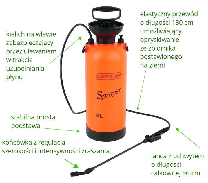 Opryskiwacz ciśnieniowy FLO ręczny 8 l (89519) (5906083895197) - obraz 4