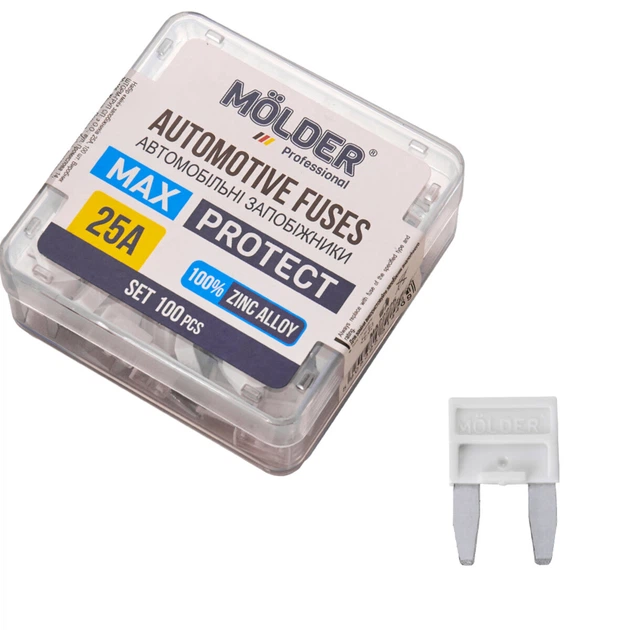 Набір запобіжників Molder міні 25А 100шт електричні запобіжники для автомобілів захист ланцюгів (LI-D_22-O) - зображення 1
