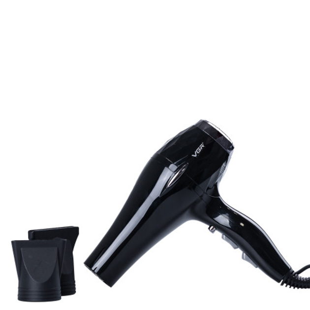 Фен для волос VGR V-413 Professional Hair Dryer профессиональный фен с ионизацией и концентраторами 2200 Вт Черный - изображение 1