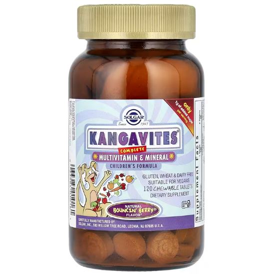 Мультивитамины для детей со вкусом ягод Solgar Kangavites Multivitamin Mineral 120 Жевательных таблеток - Фото 1 Мультивитамины для детей со вкусом ягод Solgar Kangavites Multivitamin Mineral 120 Жевательных таблеток - изображение 1