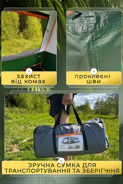 Намет-будинок 14 м2 10-місна двошарова Yar-sport 1611 для туризму 420×350×200 (бежева) - зображення 10