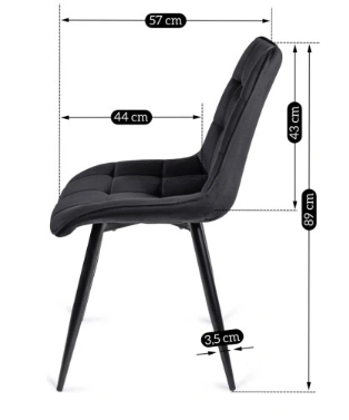 Стул мягкий со спинкой Velka Chic Bluvel 50 Velvet VBl50 черный - изображение 4