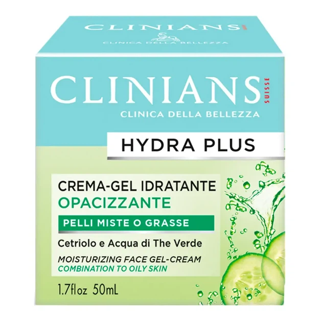 Зволожуючий крем - гель для комбінованої та жирної шкіри CLINIANS Hydra Plus Crema - Gel Idratante Opacizzante 50 мл - зображення 5