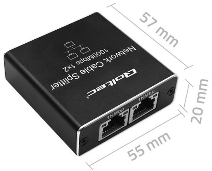 Rozdzielacz sieciowy Qoltec Ethernet mini SWITCH 1x2 RJ45 1000Mb/s USB-C (5901878522494) - obraz 2