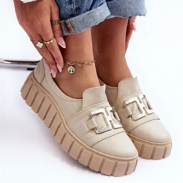 Buty wsuwane damskie Lewski Shoes 3398 39 Beżowy/Srebrny (5905677947816) - obraz 3