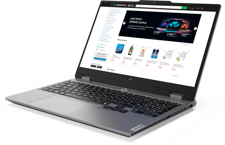 Ноутбук Lenovo LOQ 15IRX10 (83JE00GYRA) Luna Grey / 15.6" IPS Full HD 144 Гц / Intel Core i7-13650HX / RAM 24 ГБ / SSD 512 ГБ / nVidia GeForce RTX 5060, 8 ГБ - зображення 3