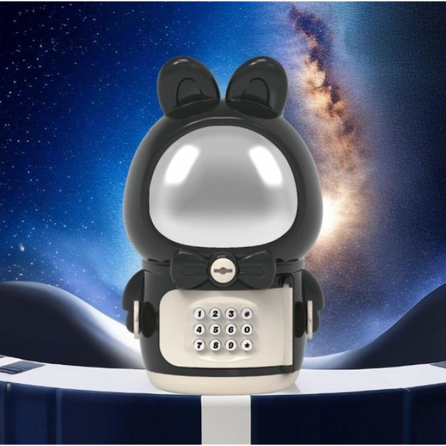 Дитяча електронна скарбничка сейф із кодовим замком Зайчик - Космонавт Space Rabbit Piggy 19×13×13 см - Фото 2 Дитяча електронна скарбничка сейф із кодовим замком Зайчик - Космонавт Space Rabbit Piggy 19×13×13 см - зображення 2