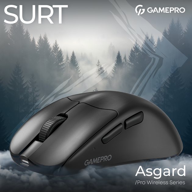 Мышь GamePro Asgard Surt Wireless/Bluetooth/USB PixArt PAW3395 Sensor Black (GM017B) - Фото 5 Мышь GamePro Asgard Surt Wireless/Bluetooth/USB PixArt PAW3395 Sensor Black (GM017B) - изображение 5