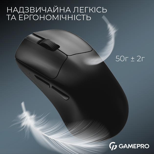 Мышь GamePro Asgard Surt Wireless/Bluetooth/USB PixArt PAW3395 Sensor Black (GM017B) - Фото 6 Мышь GamePro Asgard Surt Wireless/Bluetooth/USB PixArt PAW3395 Sensor Black (GM017B) - изображение 6
