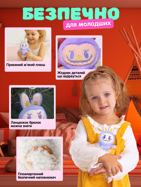 Мягкая игрушка сюрприз labubu лабубу детская фигурка 17 см для детей аксессуар для сумки рюкзака - изображение 7