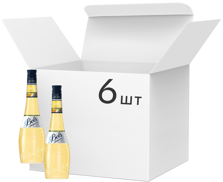 Упаковка лікерів Bols Vanilla 24% 0.7 л х 6 шт (08716000076892) - Фото 1 Упаковка лікерів Bols Vanilla 24% 0.7 л х 6 шт (08716000076892) - зображення 1