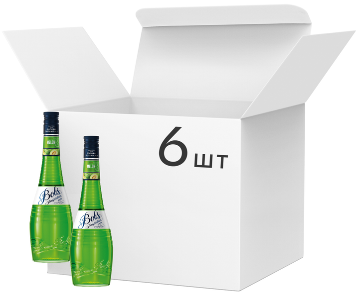 Упаковка лікерів Bols Melon 17% 0.7 л х 6 шт (08716000076809) - Фото 1 Упаковка лікерів Bols Melon 17% 0.7 л х 6 шт (08716000076809) - зображення 1