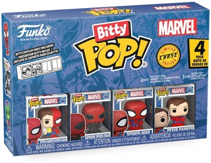 Zestaw figurek Funko Pop Bitty Pop Spider Man Parker Split 4 szt 85704 (889698857048) - obraz 1